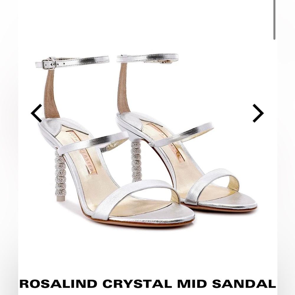 NWT Sophia Webster Rosalind Crystal Mid Sandal Silver Size 39.5